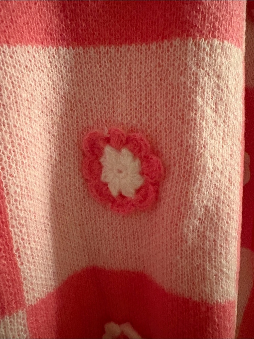 NWT BiBi Color Block Sweater with Crochet Flowers - Picture 6 of 9